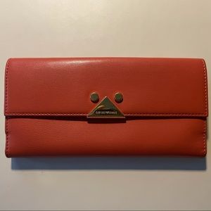 Emporio Armani Logo Leather Wallet in Burnt Orange-Red